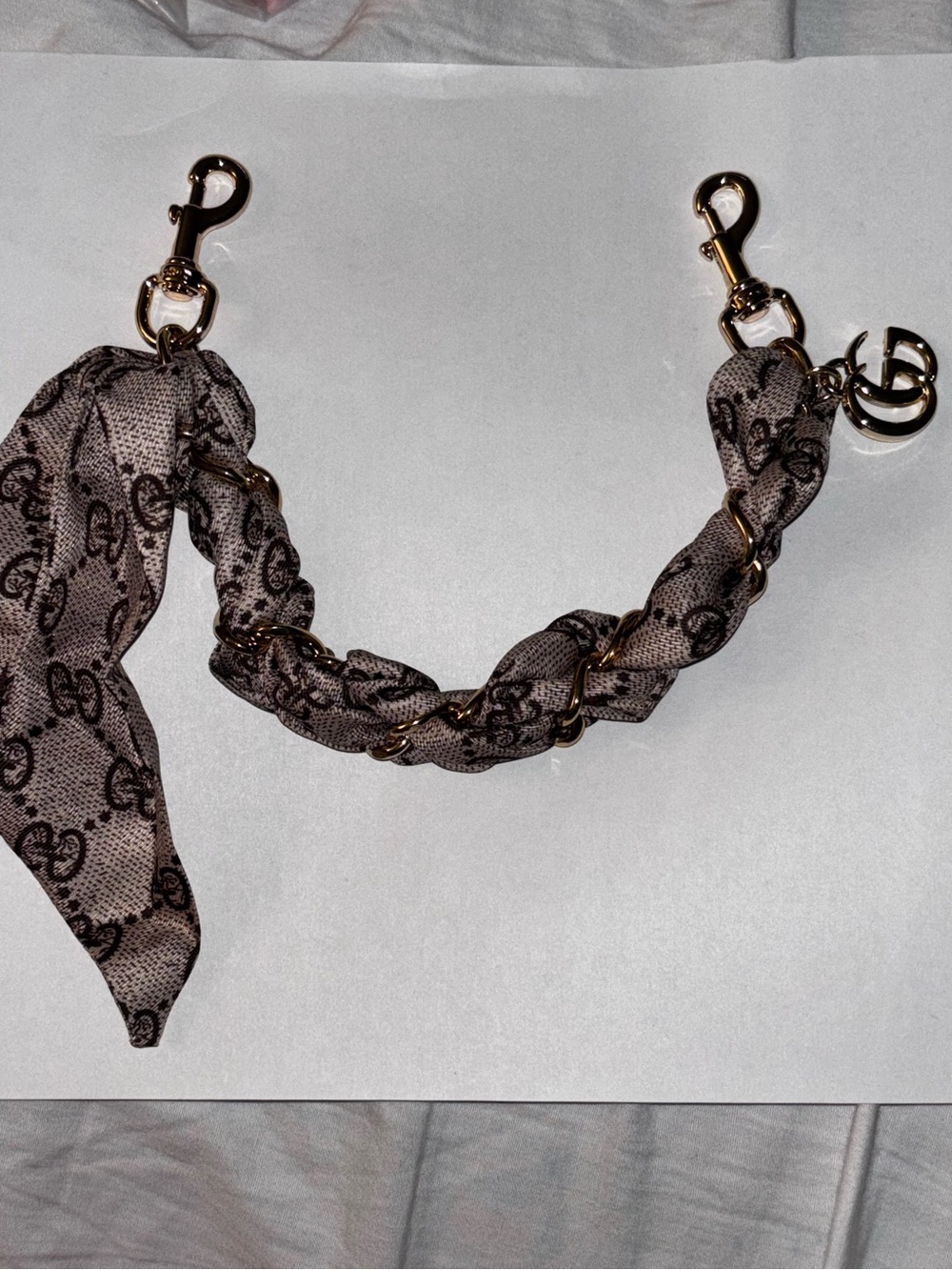 Brand New !! Bag Charm Monogram Scarf Chain with Gold Hardware - Picture 6 of 6